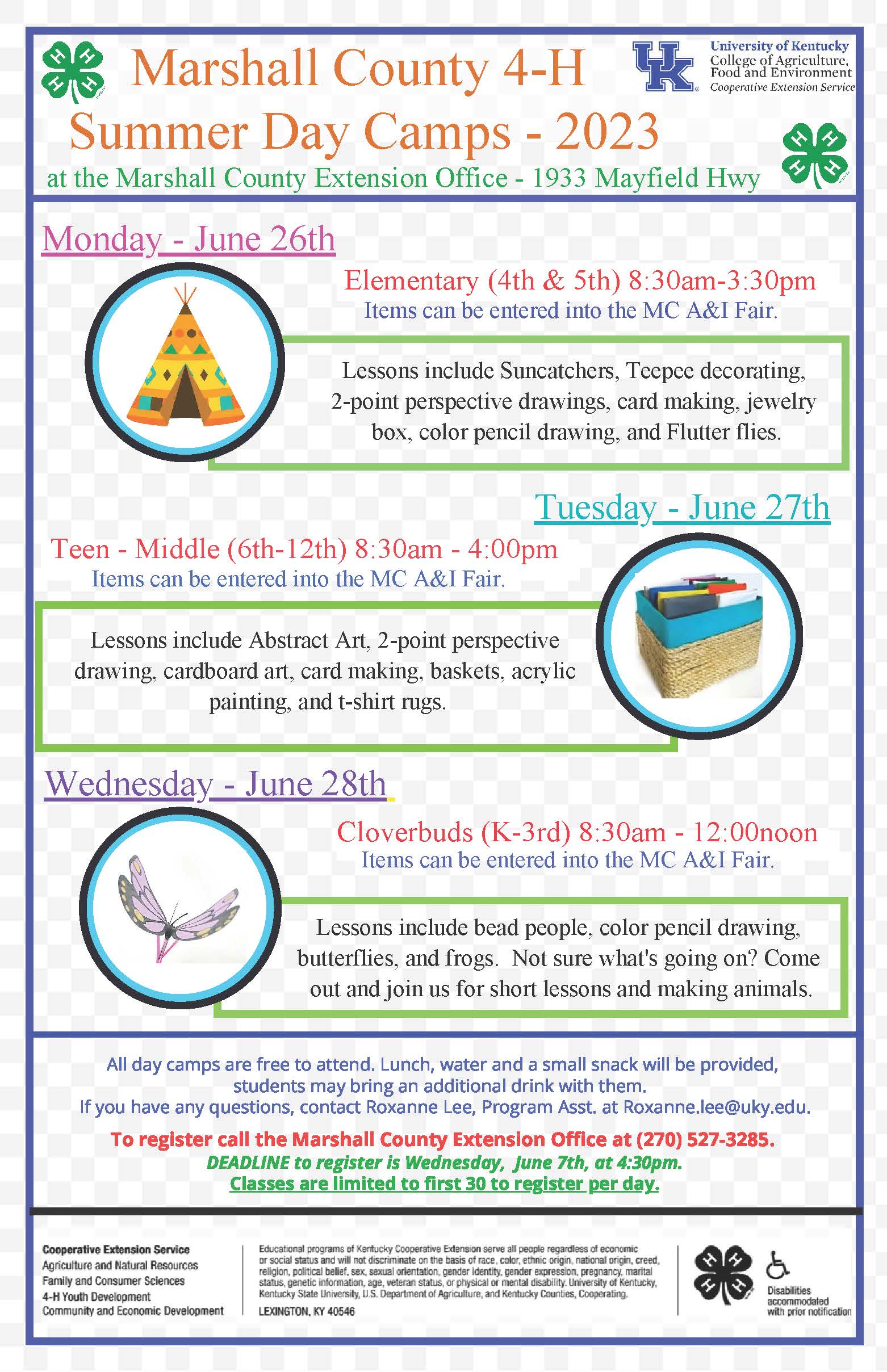 Day camp crafts flyer