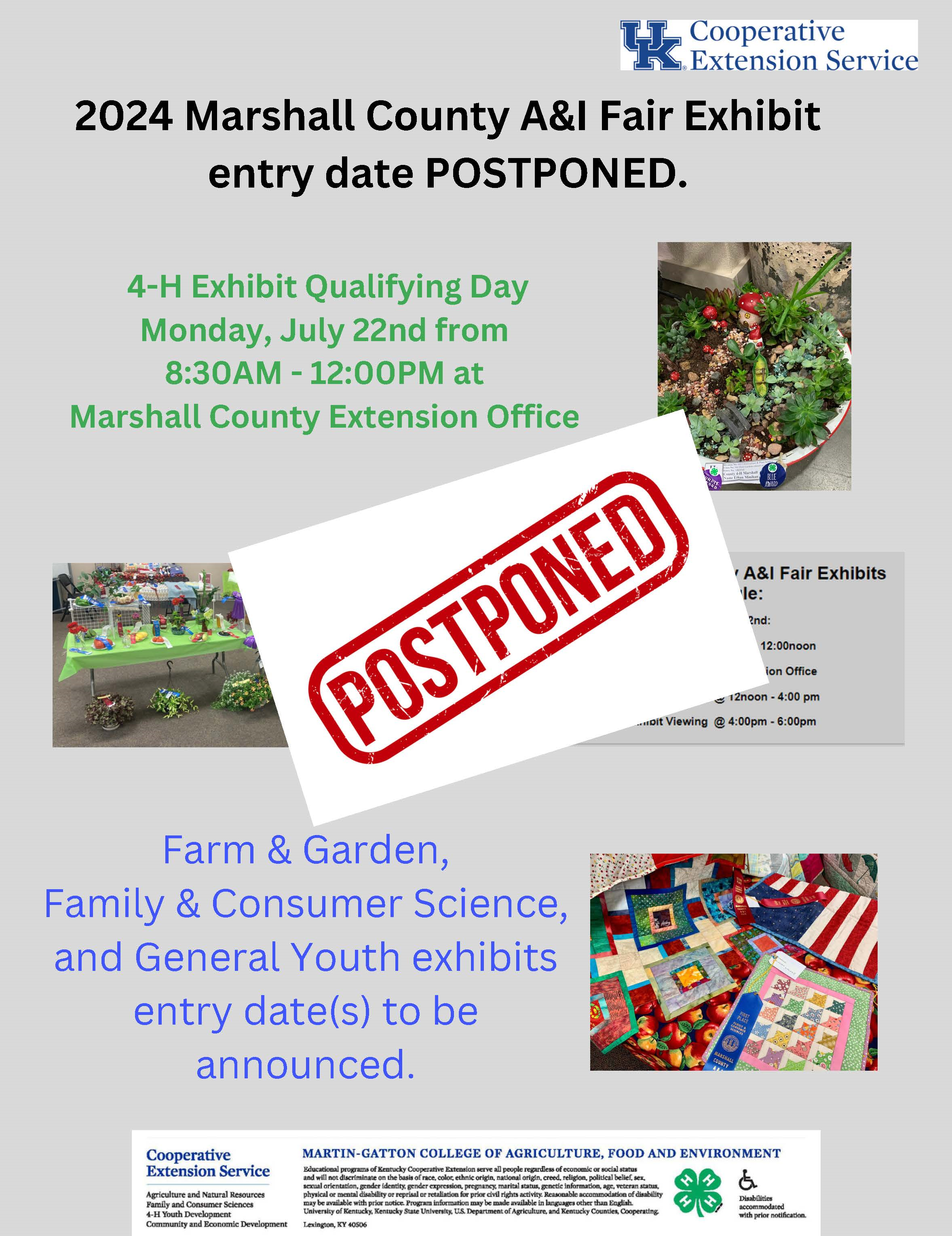 Marshall County A&I Fair 2024 Postponed 