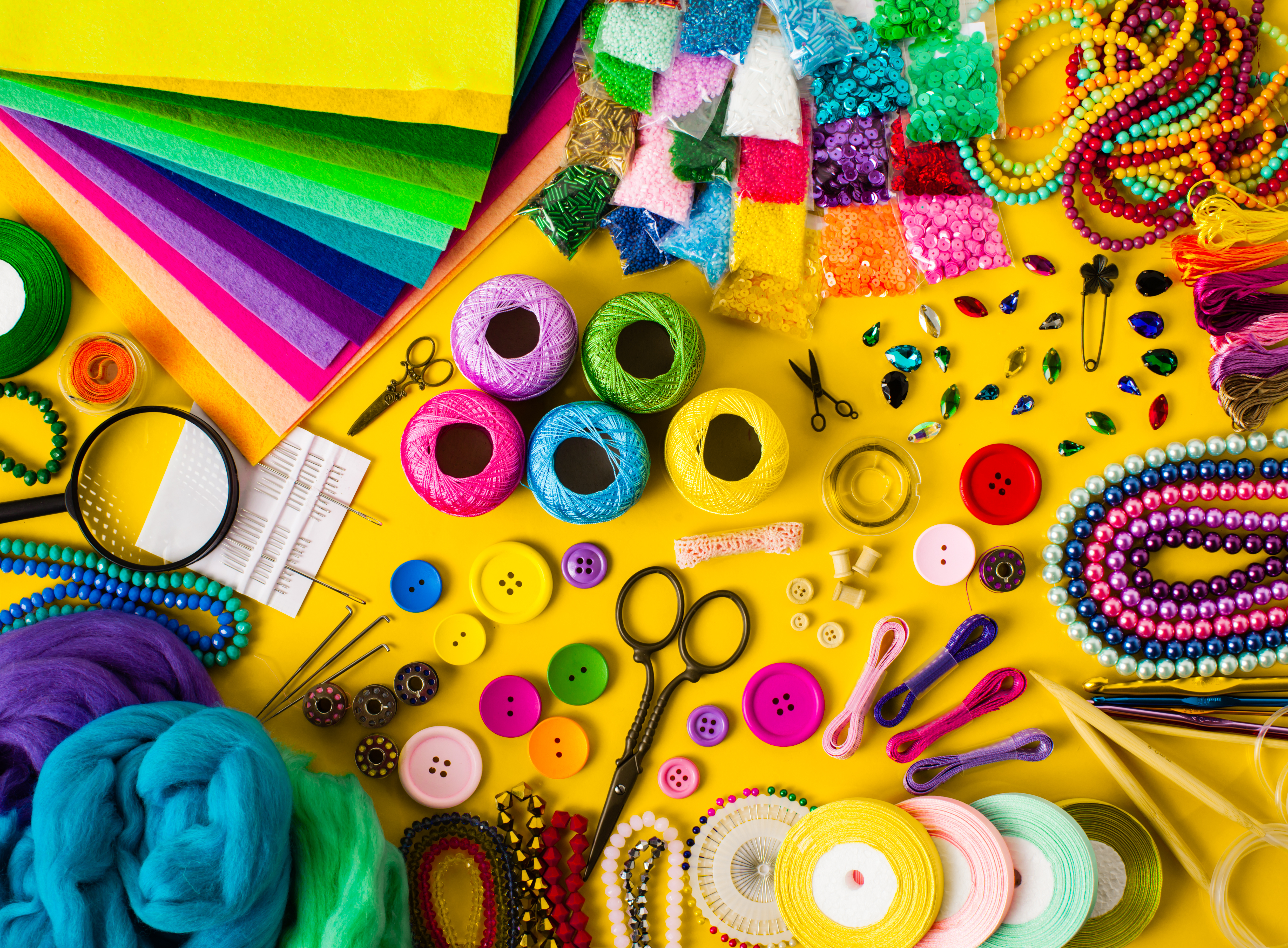 bright colored craft items