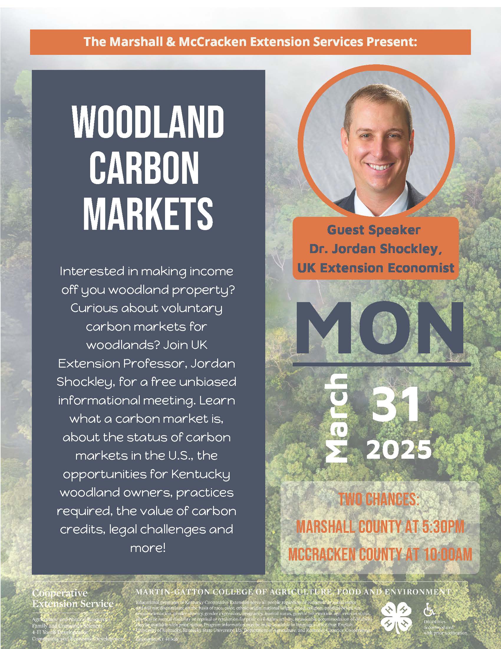 Woodland Carbon Markets Monday March 31 at 5:30