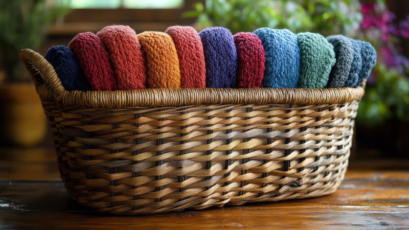 a basket full of cleaning supplies