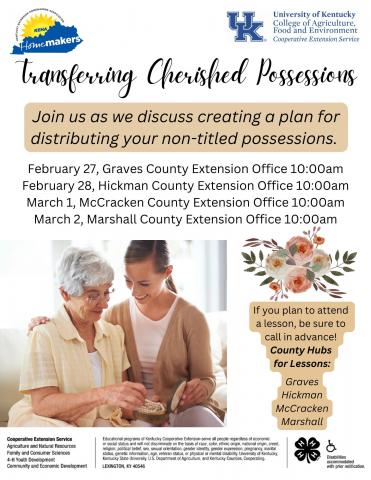 Cherished possessions lessons flyer